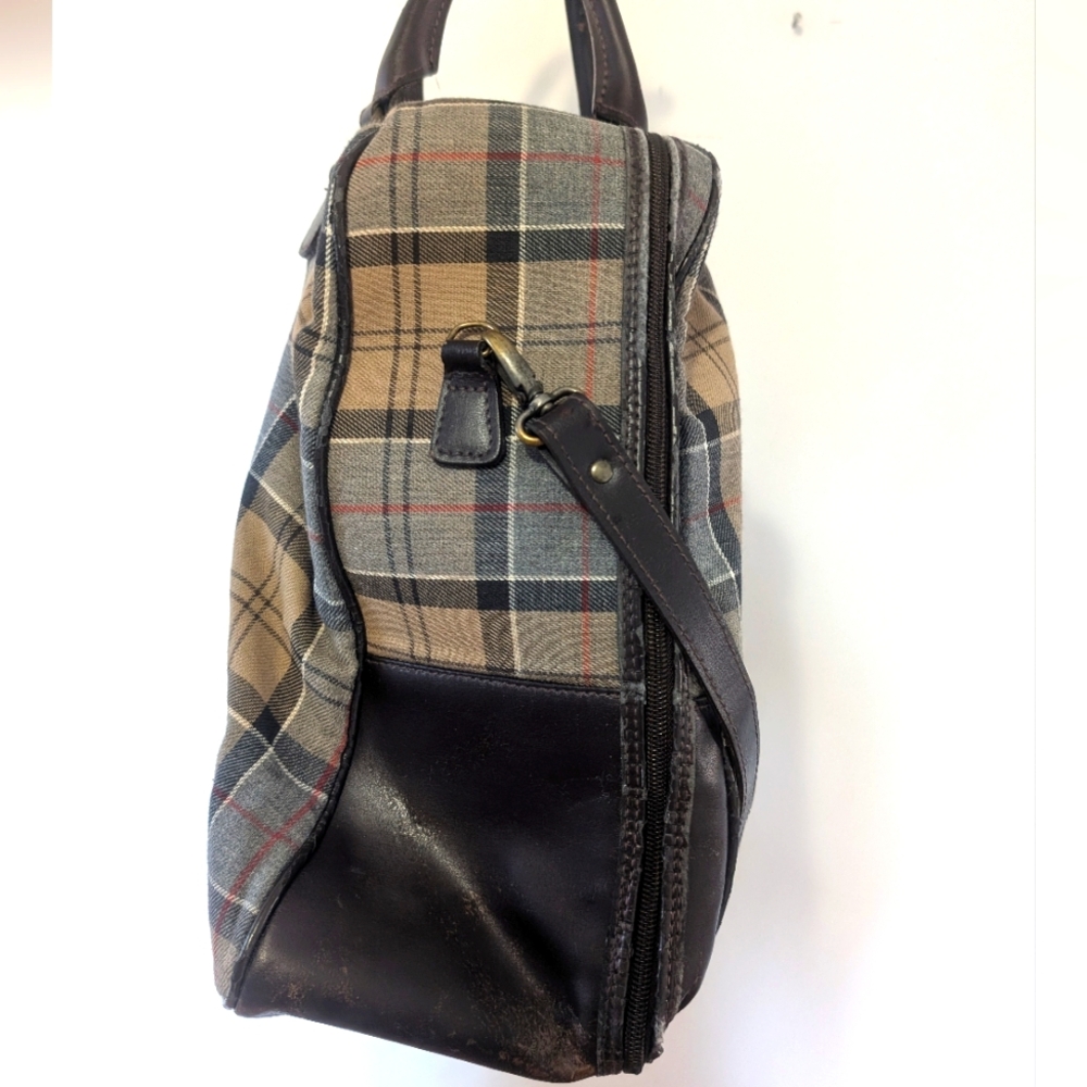 Barbour Vintage Overnight Weekender Zipper Duffle Bag in Dress Tartan - Picture 10 of 14